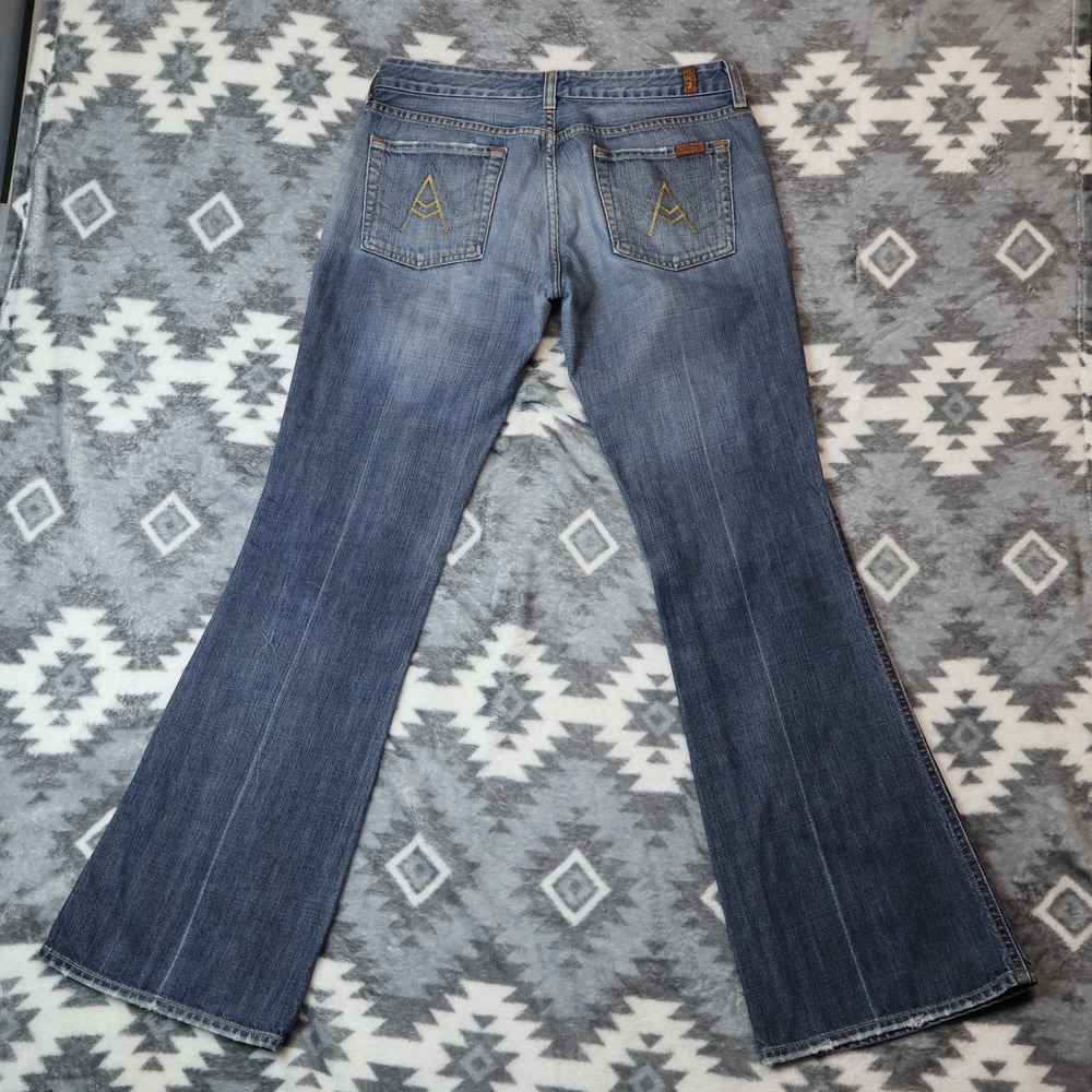VTG 7 For All Mankind A-Pocket Flare Jeans Blue Womens 30 32x33"  Y2K USA